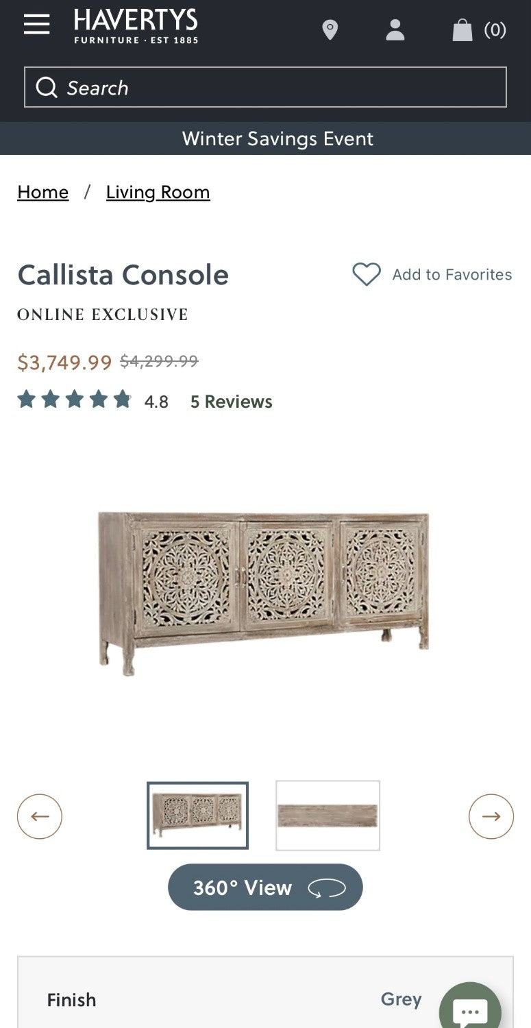 *New Hooker Callista Sideboard/Console Table