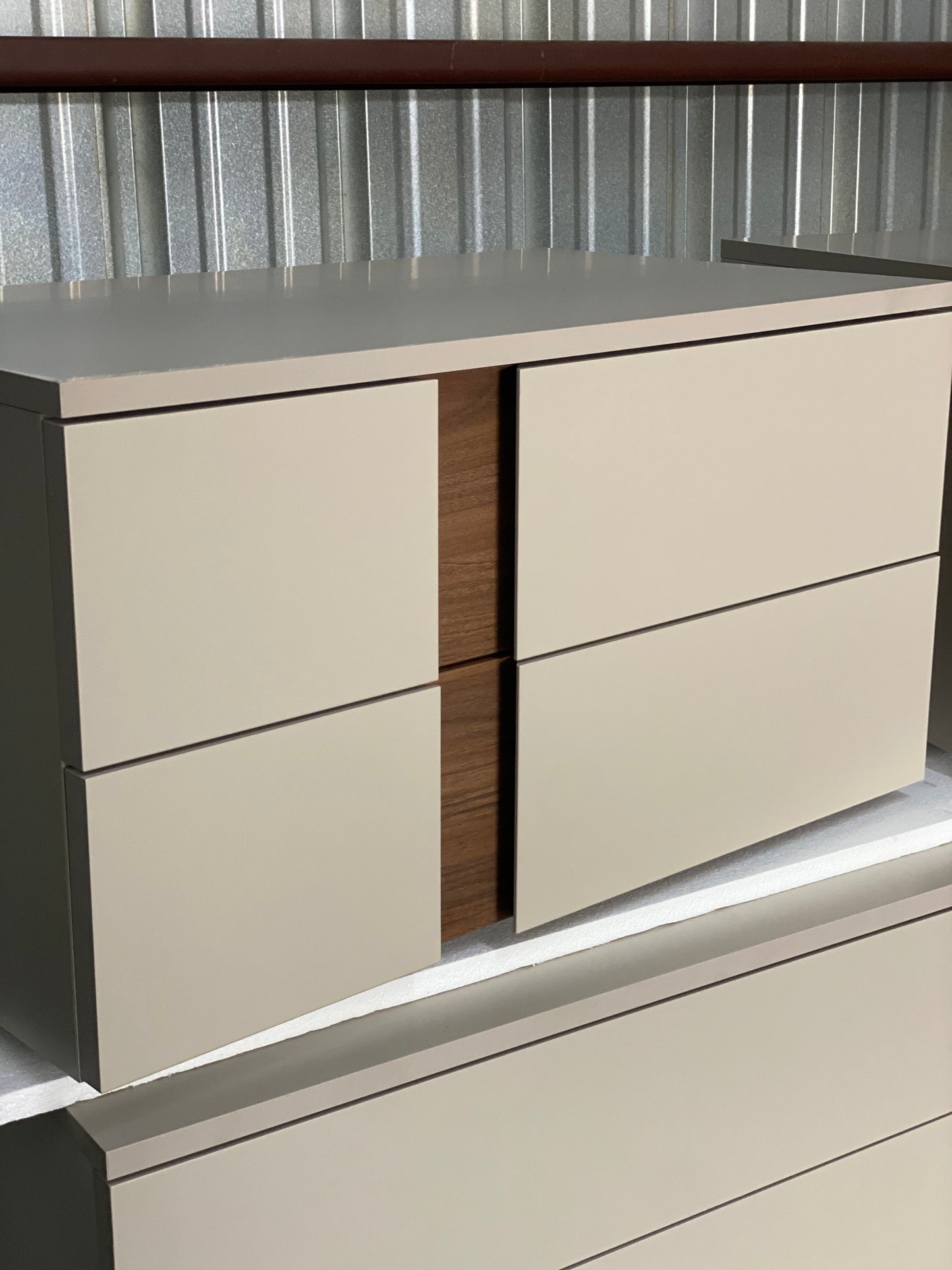 Brand NEW! Modloft Park Dresser & 2 Nightstands in Chateau Gray/Walnut