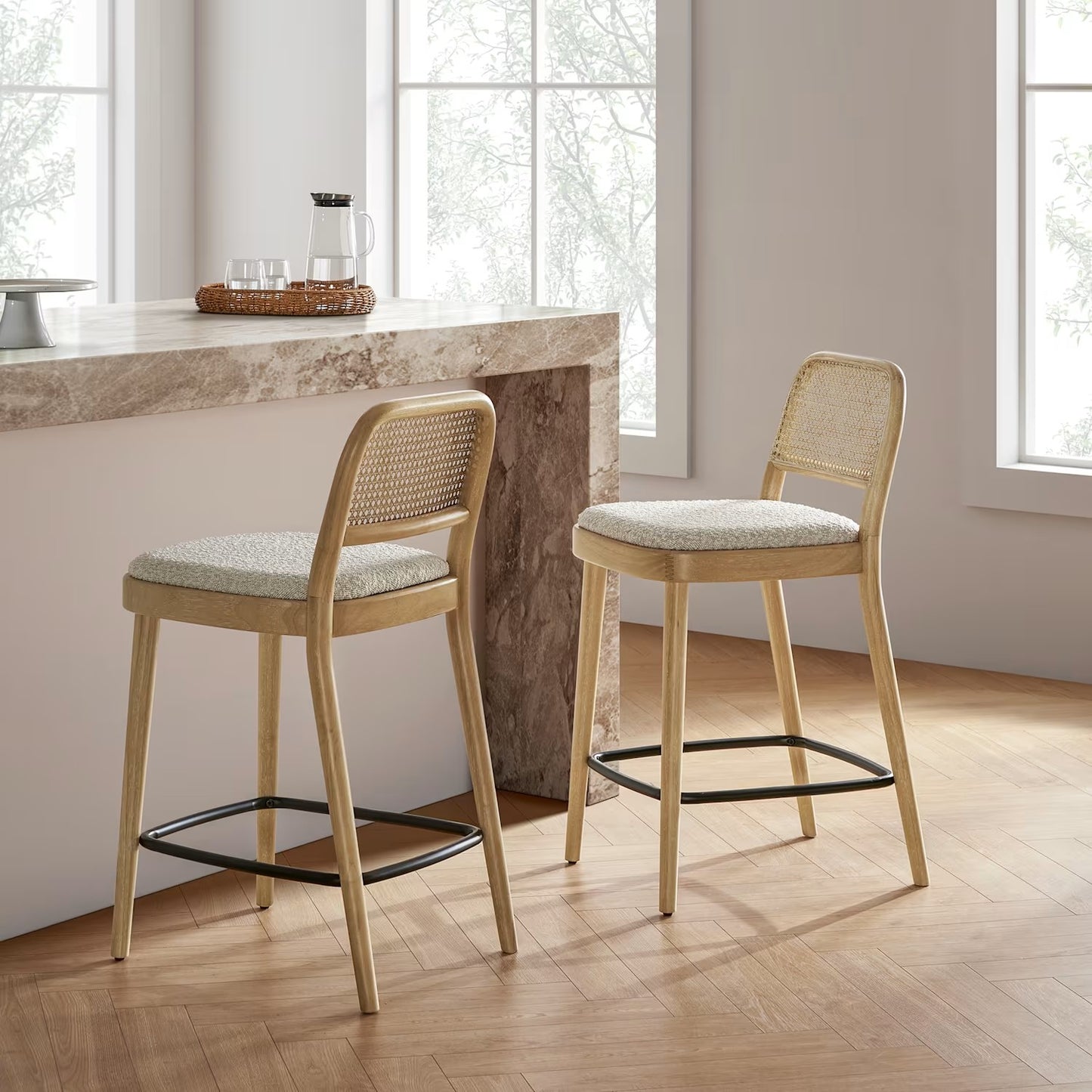 New in the Box! (4) Castlery Edith Cane Counter Stools