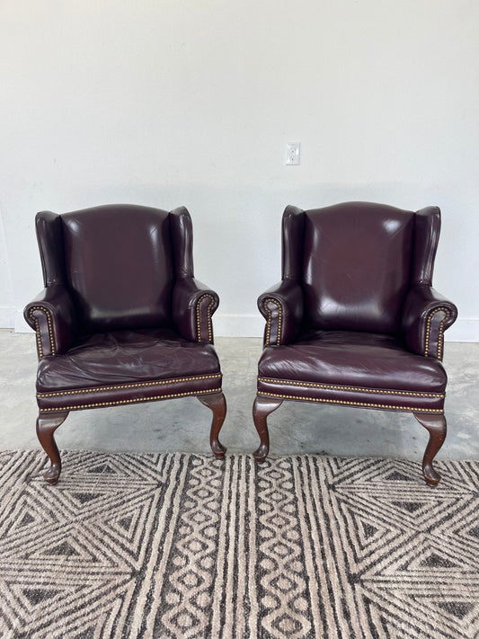 Vintage Leather Center Executive Chairs (Pair)