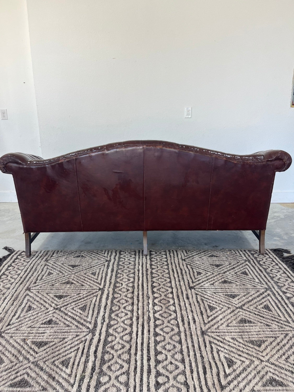 Vintage Chippendale/Chesterfield Style Leather Sofa