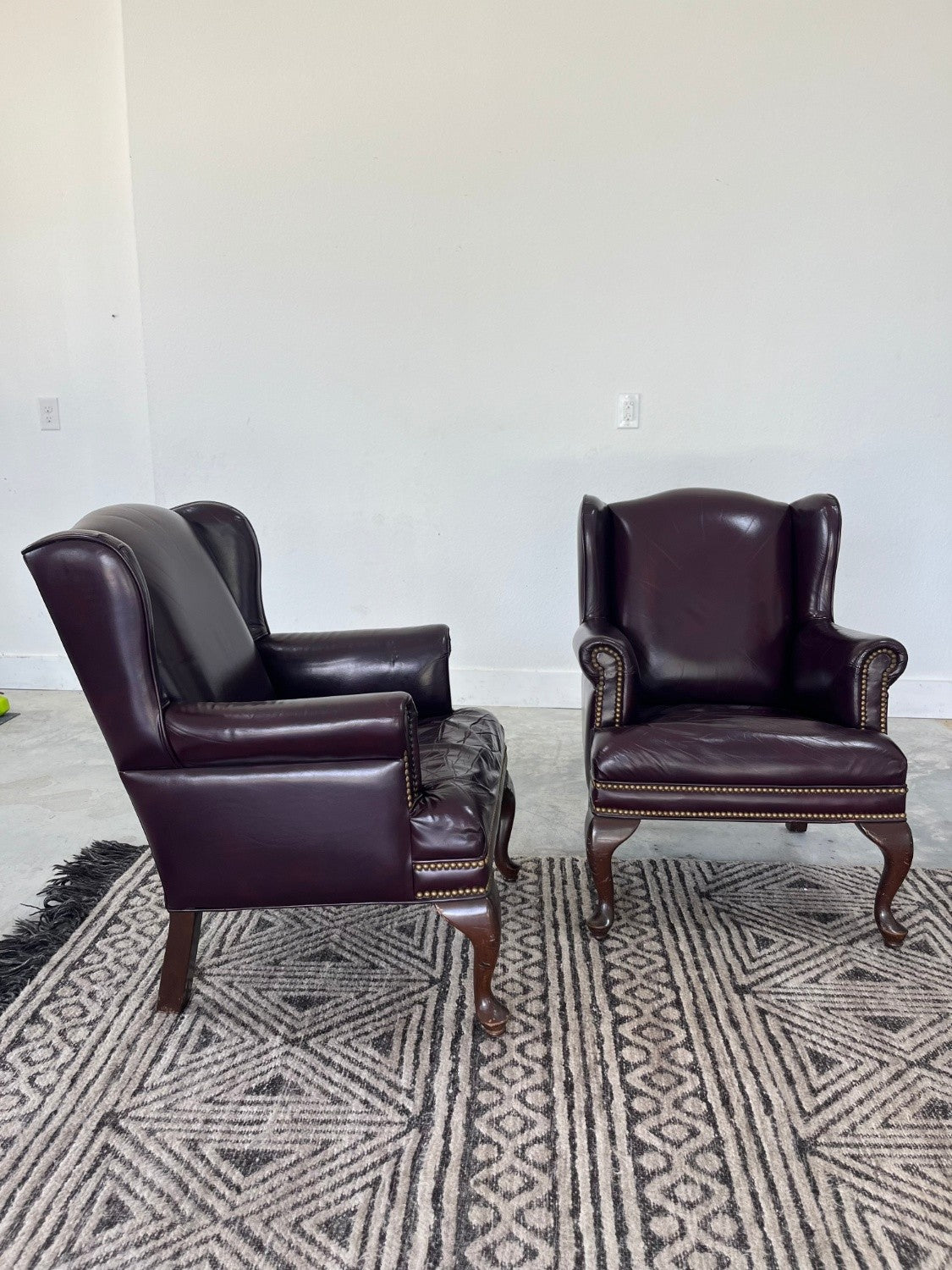 Vintage Leather Center Executive Chairs (Pair)