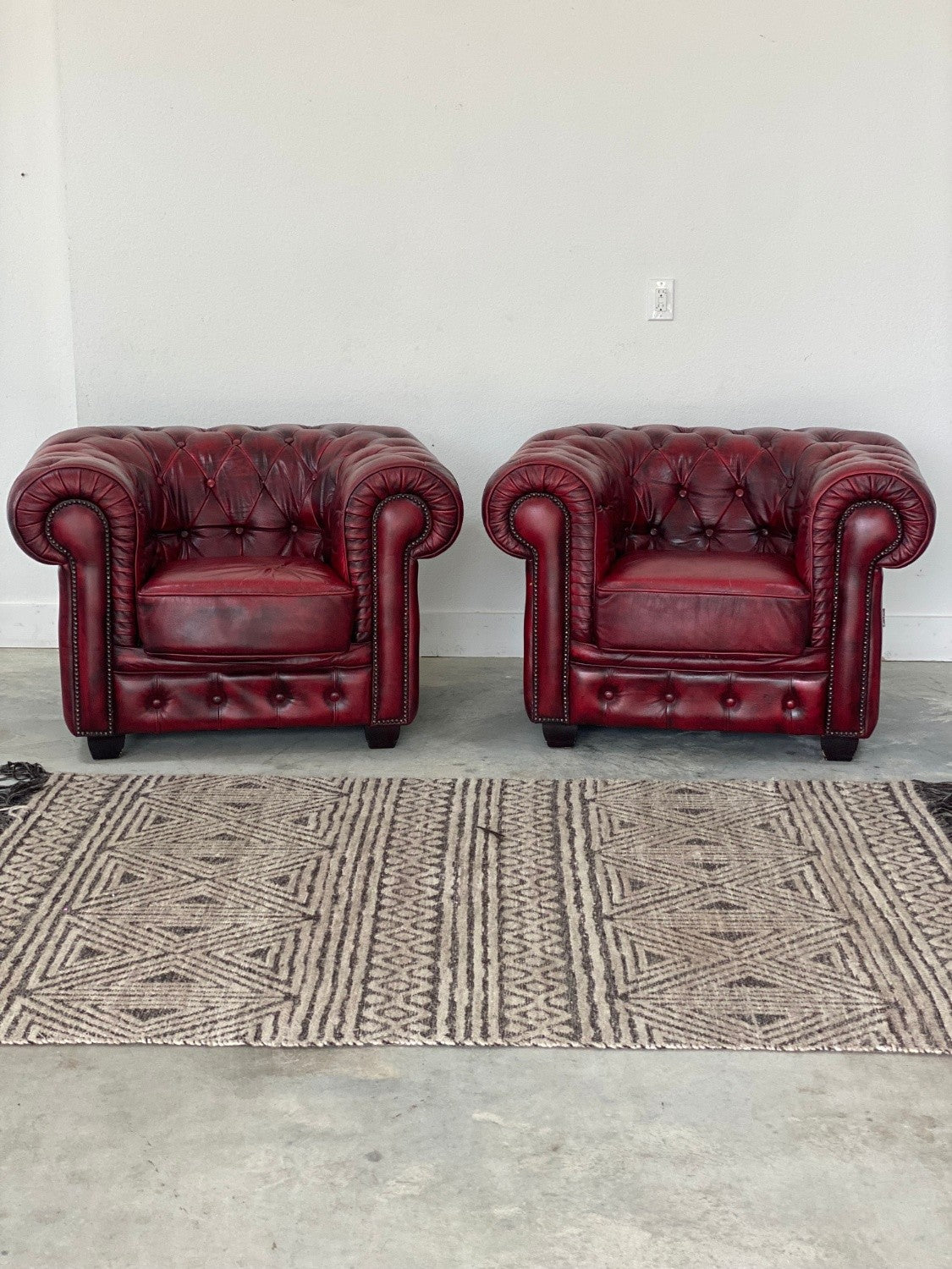 Handcrafted English Chesterfield Chairs (Pair)