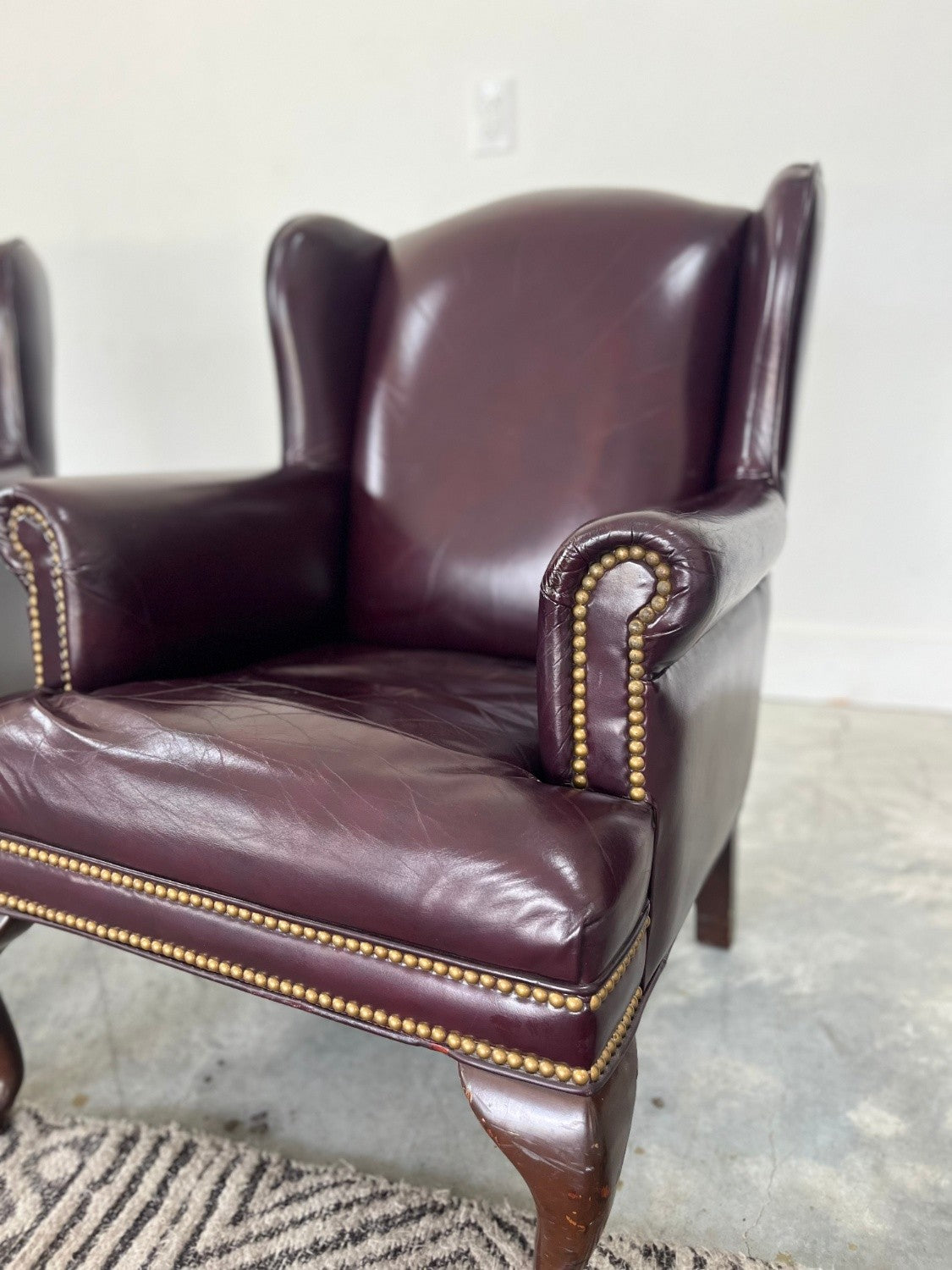 Vintage Leather Center Executive Chairs (Pair)