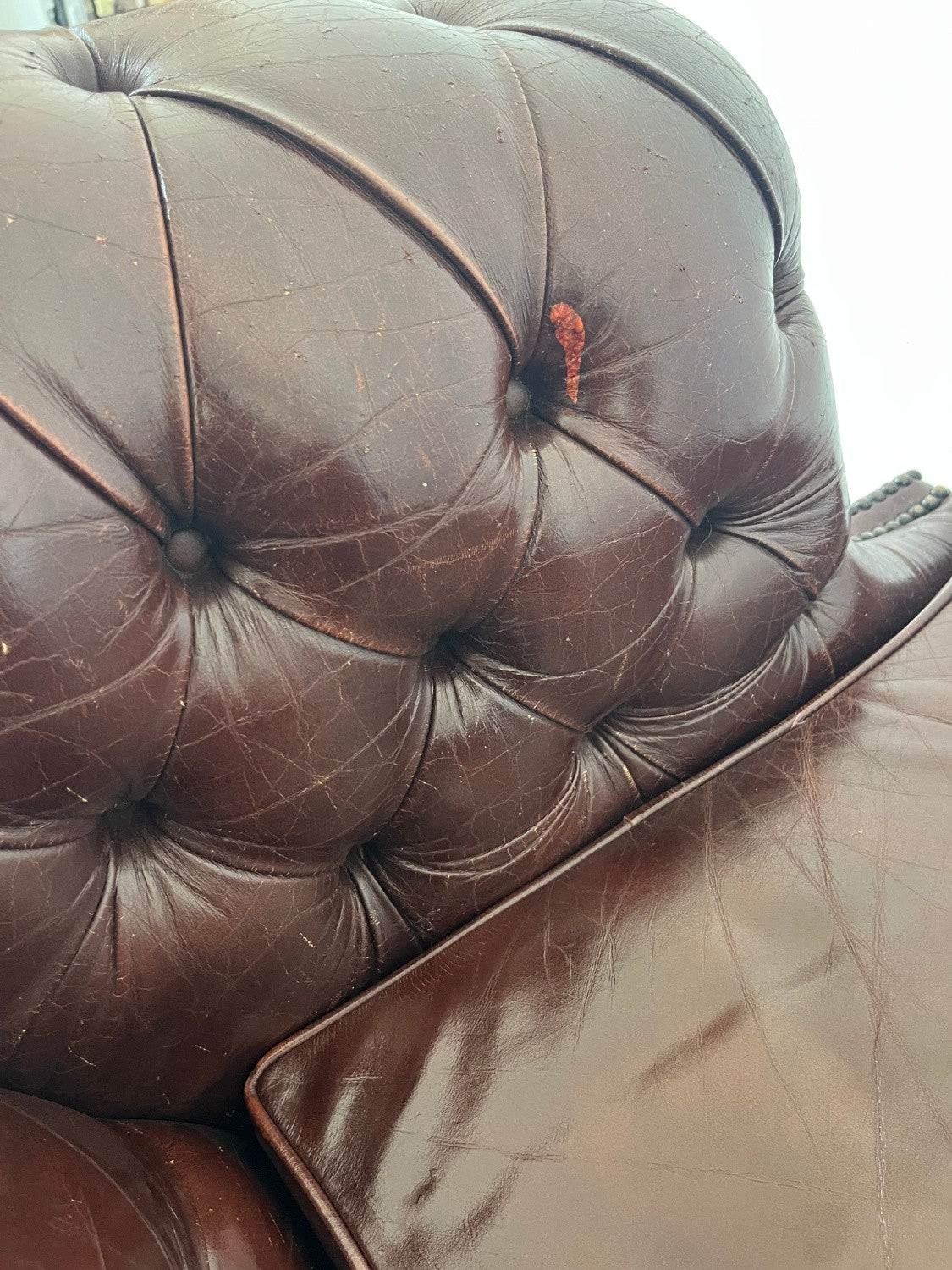 Vintage Chippendale/Chesterfield Style Leather Sofa